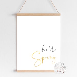 Hello Spring Print, Modern Spring Printable Art, Hello Spring Sign, Hello Spring download, Hello Spring Wall Decor, Printable Hello Spring
