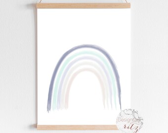 Rainbow printable wall art, watercolor Rainbow print, Nursery rainbow, Kids rainbow art, Rainbow nursery wall art, digital download