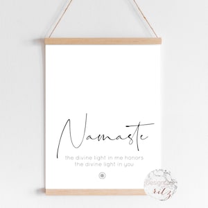 Stampa DEFINIZIONE NAMASTE / Stampa artistica da parete / Stampa artistica da parete YOGA / Stampa con citazione Zen / Regali Yoga / Decorazione da parete per studio yoga / Download digitale
