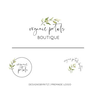 Premade logo design branding, photography logo watermark, wedding boutique logo, botanical boho logo, minimalist floral logo, business logo