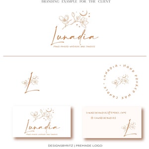 Logotipo Boho Moon, Design de logotipo floral, Logotipo de negócios feito à mão, Logotipo de marca d'água de fotografia, Pacote de marca completo, Design de logotipo Boho moderno