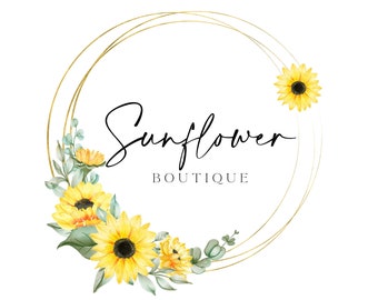 Blumen Logo, Fotografie Logo, Boutique Logo Design, vorgefertigtes Logo Design, Sonnenblumen Logo, Geschäftslogo, rustikales Logo, Bauernhaus Logo