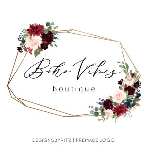 Elegant Business Logo, Premade Logo Design, Boutique Logo, Floral Logo, Watermark Logo, Website Logo, Watercolor Logo, Boho Logo Custom Logo