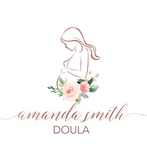Premade Logo Design, Doula Logo, Midwife Logo, Floral Logo, Birth Services Logo, Watercolor Childbirth Logo, Watermark Logo, Maternity Logo