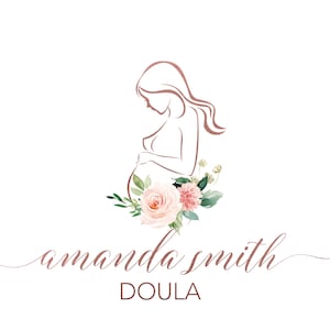Vorgefertigtes Logo-Design, Doula-Logo, Hebammen-Logo, Blumen-Logo, Geburtsservice-Logo, Aquarell-Entbindungs-Logo, Wasserzeichen-Logo, Mutterschafts-Logo