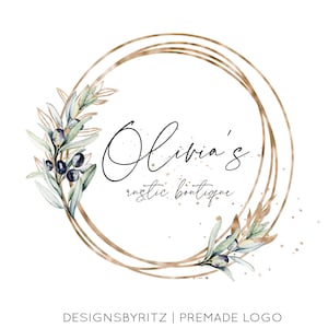 Progettazione del logo Olive, logo Rustic Boutique, logo Food, logo Floral, logo Business, logo Natural, logo Watermark, logo personalizzato, logo del sito web del blog