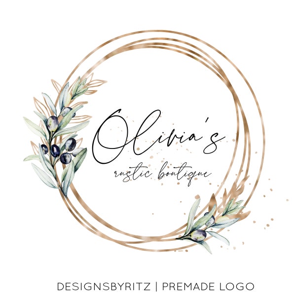 Olive logo design, Rustic Boutique Logo, Food Logo, Floral Logo, Business Logo, Natural Logo, Watermark Logo, Custom Logo, Blog Website Logo