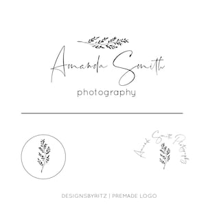 Premade logo design branding, photography logo watermark, floral logo, wedding boutique logo, botanical logo, minimalist logo, business logo