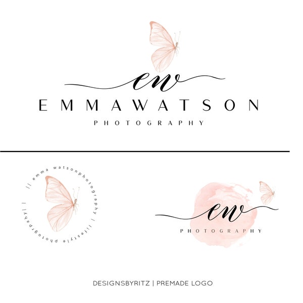 Vorgefertigtes Logo Design, Schmetterling Logo, Fotografie Logo, Wasserzeichen Logo Branding, Boutique Logo, Makeup Artist Logo, Beauty Wellness Logo