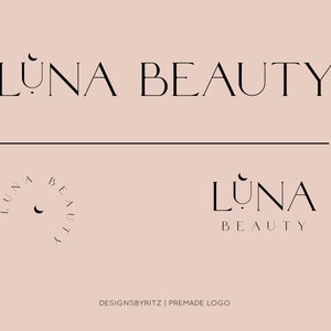 Moon Logo Design, Luna Logo, Wellness Logo, Aesthetics Logo, Boutique Business Logo, Photography Logo Watermark, Full Branding Kit