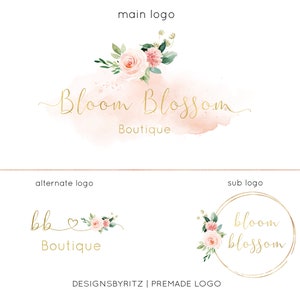 Floral Boutique Logo, Premade Logo Design, Photography Logo and Watermark, Feminine Wedding Logo, Business Signature Logo, Modern Boho Logo