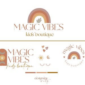 Boho Logo Design, Rainbow Logo Design, Kids Logo, Children Boutique Logo, Premade Logo Design, Business Logo, Retro Logo, Business Branding