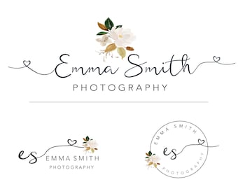 Magnolia Floral Premade Logo, Photography Watermark (Digital Files)