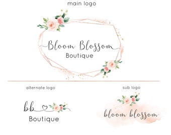 Premade Logo Design, Photography Logo Watermark, Floral Logo, Watercolor Logo Signature, Boutique Business Logo, Sub marks + Watermarks