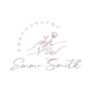 Premade logo design branding, photography logo watermark, wedding boutique logo, botanical boho logo, elegant floral logo, business logo