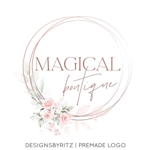 Floral Logo Design Custom for business, Full Branding Package, Photography Logo and Watermark, Blush Beauty Logo Branding Kit