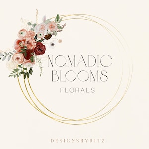 Boho Floral Logo Branding Kit | Elegant Botanical Logo | Boutique, Wellness, Wedding, Etsy Shop, Photography, Boutique Logo Brand