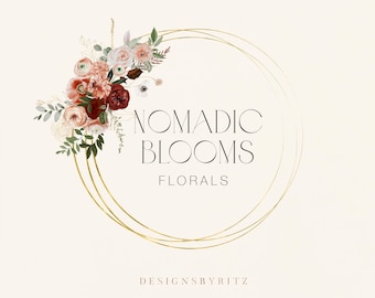 Boho Floral Logo Branding Kit: Elegant Botanical Design