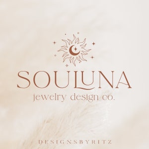 Boho-logo-ontwerp, Sun Moon-logo en brandingkit, spiritueel logo, professionele grafisch ontwerper, aangepast logo-ontwerp, modern bedrijfslogo