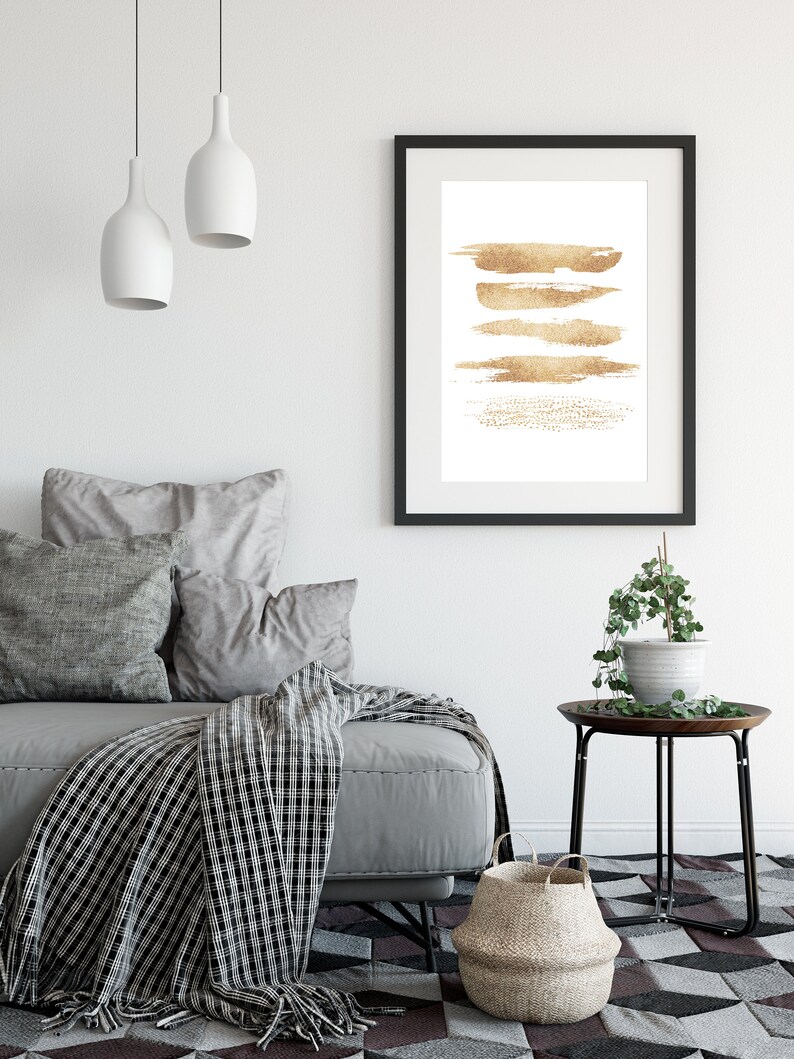 Large Gold Wall Art Oversized Abstract Art Poster Printable Etsy