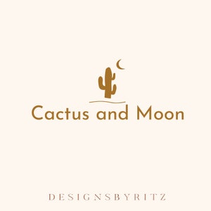 Logo Boho moderno e kit di branding per piccole imprese / logo estetista / logo disegnato a mano del deserto di cactus / logo del sito Web / logo della boutique