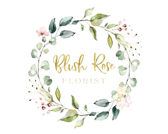 Floral Logo Design, Boutique Business Watermark (Premade)