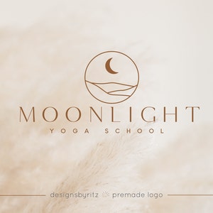 Design del logo prefabbricato, design del logo della luna, logo personalizzato, logo celeste, logo Boho moderno, kit di branding completo, logo disegnato a mano, logo yoga wellness