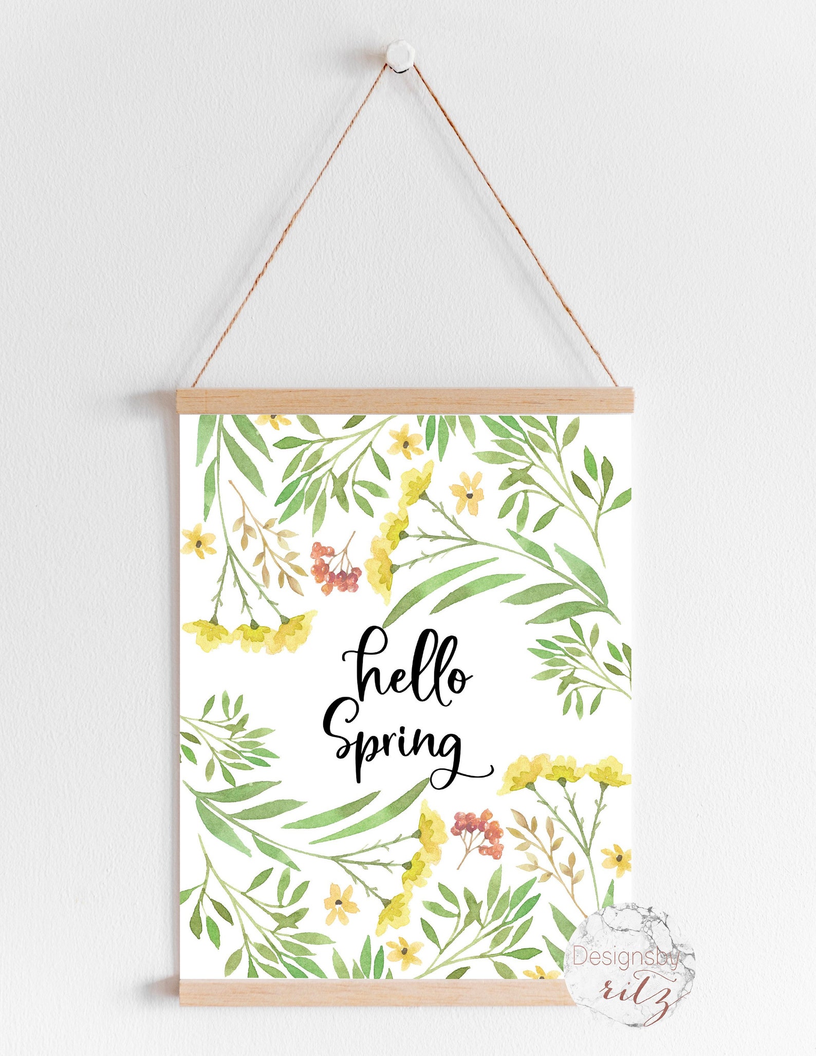Spring Printable Wall Art Spring Sign Hello Spring Printable - Etsy UK