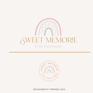 Rainbow Logo Design, Photography Logo and Watermark, Kids Boutique Logo, Fun Cute Logo, Pastel Logo, Business Logo