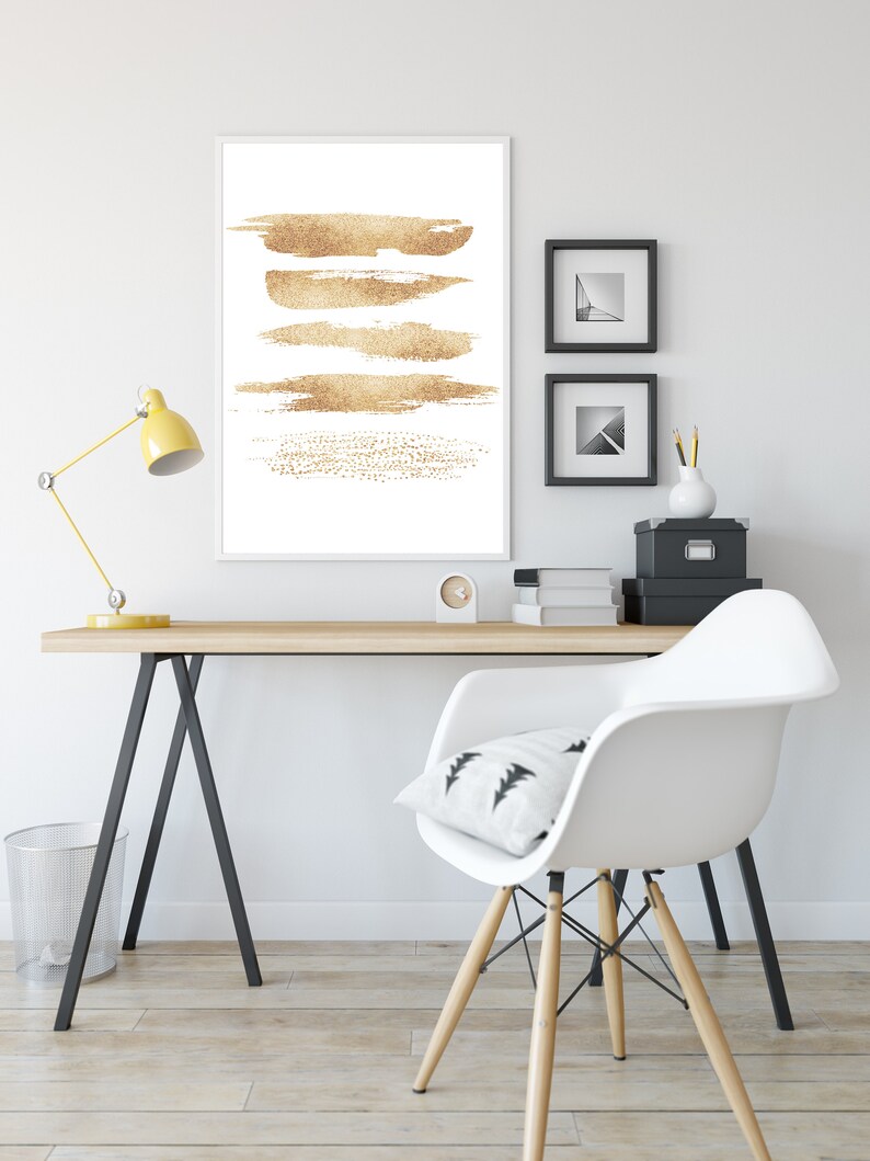 Large Gold Wall Art Oversized Abstract Art Poster Printable Etsy