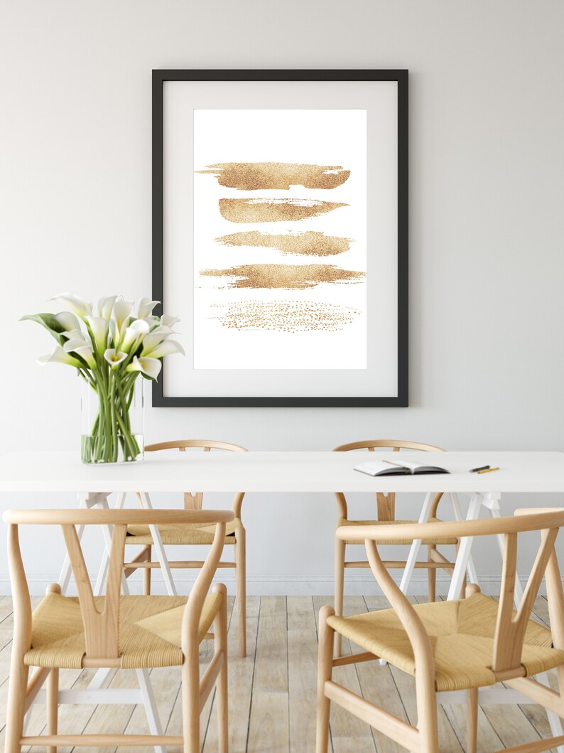 Large Gold Wall Art Oversized Abstract Art Poster Printable Etsy