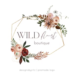 Floral Premade Logo Design, Business Branding Package, Modern Bohemian Logo, Boutique Business Logo, Florist Logo, Photography Logo
