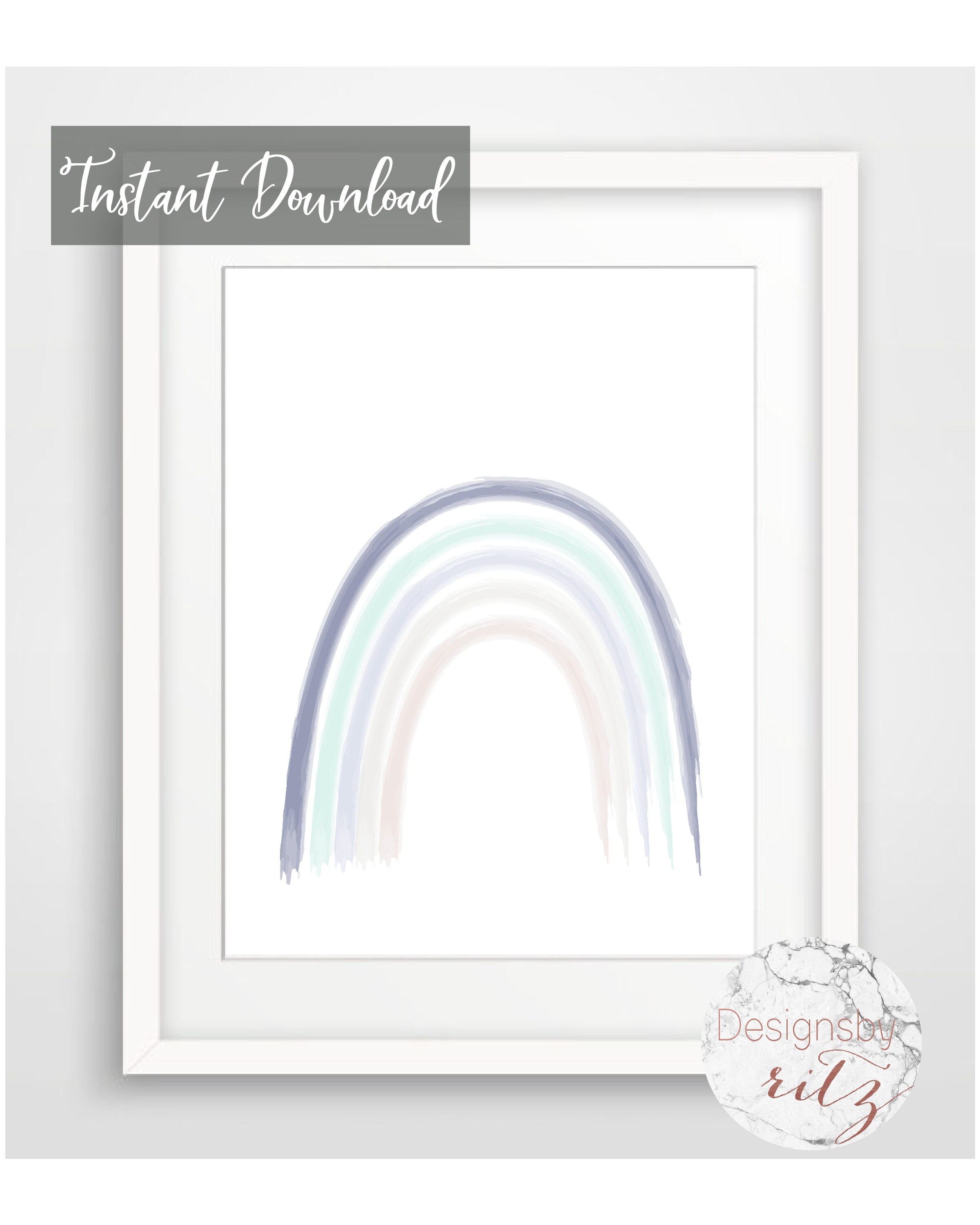 Rainbow Printable Wall Art Watercolor Rainbow Print Nursery | Etsy