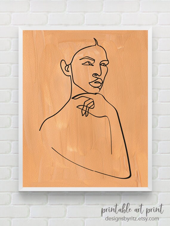 Modern Wall Art Line Drawing Print One Line Wall Art Boho Etsy