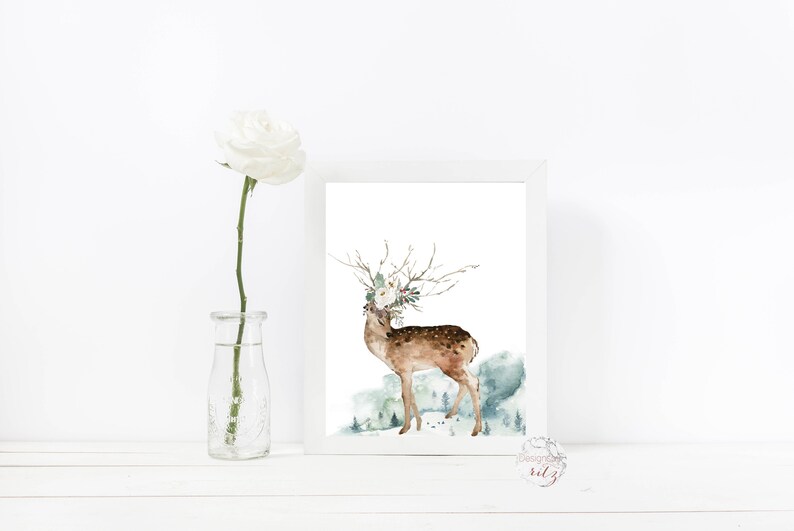 Deer Nursery Printable Art Deer Print Woodland Animals Etsy