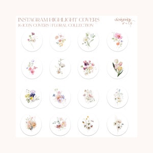 16 Watercolor Floral Instagram Covers, Wildflower Instagram Story Highlight Icons, iPhone Widgets, iOS App Icons, Instagram Highlights