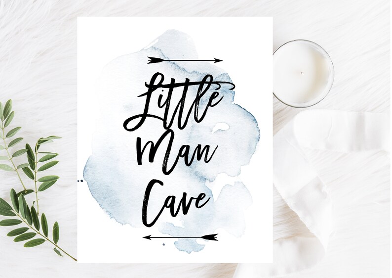 Boy Nursery Prints Printable Blue Watercolor Little Man Cave - Etsy