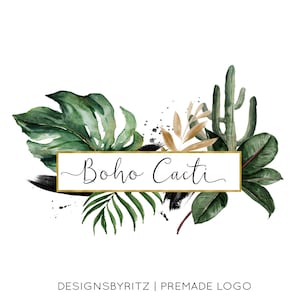 Logo Boho Western, Logo Cactus, Design logo preconfezionato, Kit di branding, Logo botanico, Logo aziendale personalizzato, Logo boutique, Logo benessere