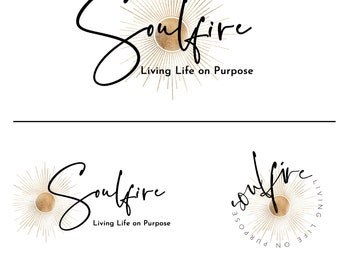 Boho Sun Logo Design, Modern Business Branding (Premade)