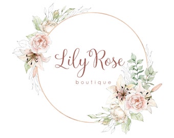 Floral Boutique Logo Design, Elegant Business Watermark