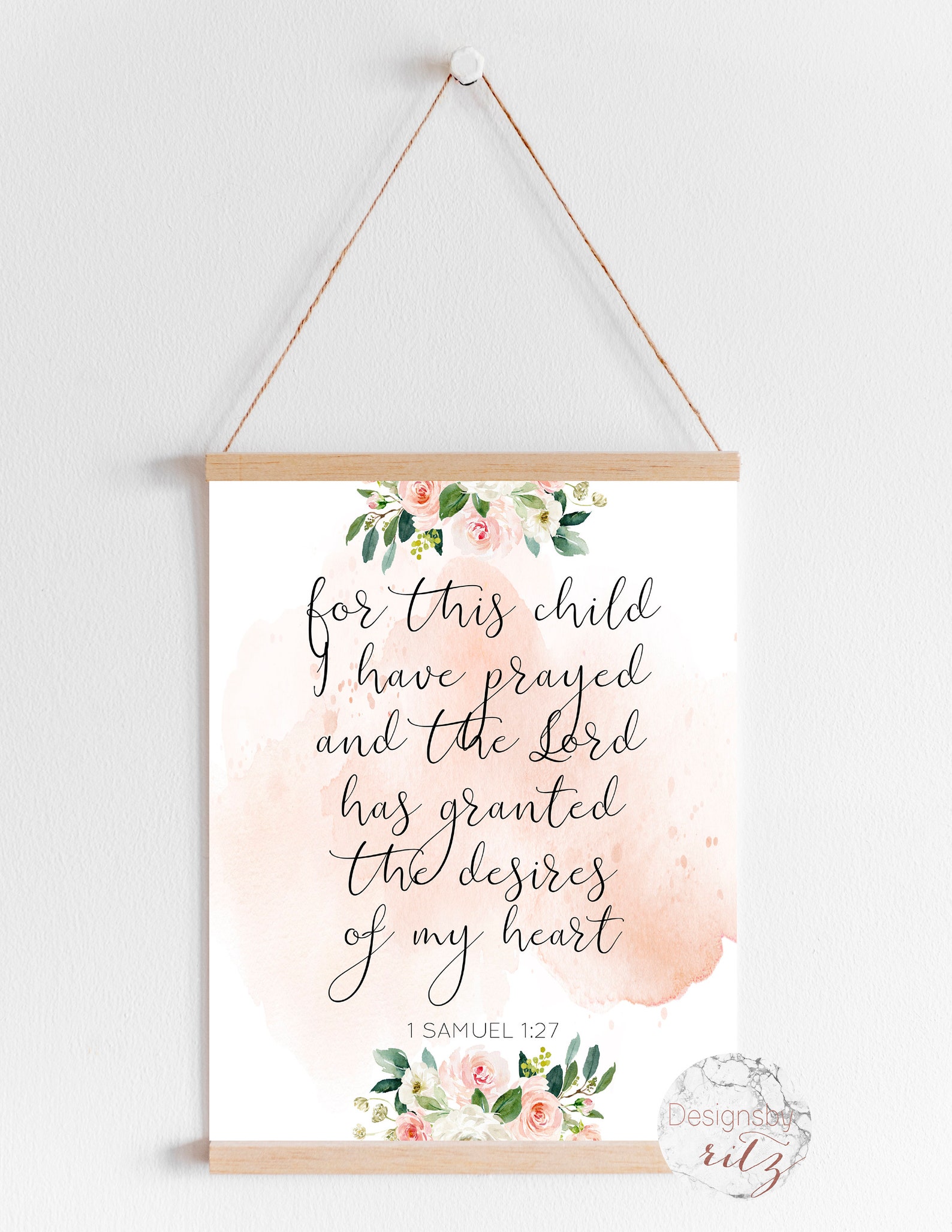 Floral Girl Nursery Bible Verse Printable Wall Art Print for - Etsy