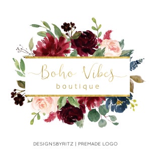 Premade Logo Design, Floral Logo, Logo Design Branding, Photography Logo, Custom Logo, Boutique Logo, Rose Logo, Business Logo, Boho Logo