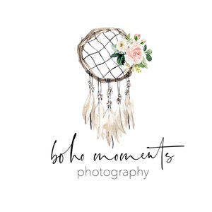 Premade logo design, watermark logo, boho Logo, boutique logo, dreamcatcher logo, watercolor logo, floral logo, business logo, rustic logo