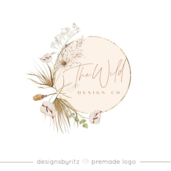 Boho Logo Design Wildflower Floral Logo Design Boutique Etsy Australia