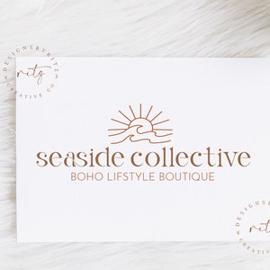 Business Logo Design, Sun Logo, Premade Logo Design, Coastal Logo, Sea Logo, Photography Logo and Watermark, Bohemian Logo, Branding Package
