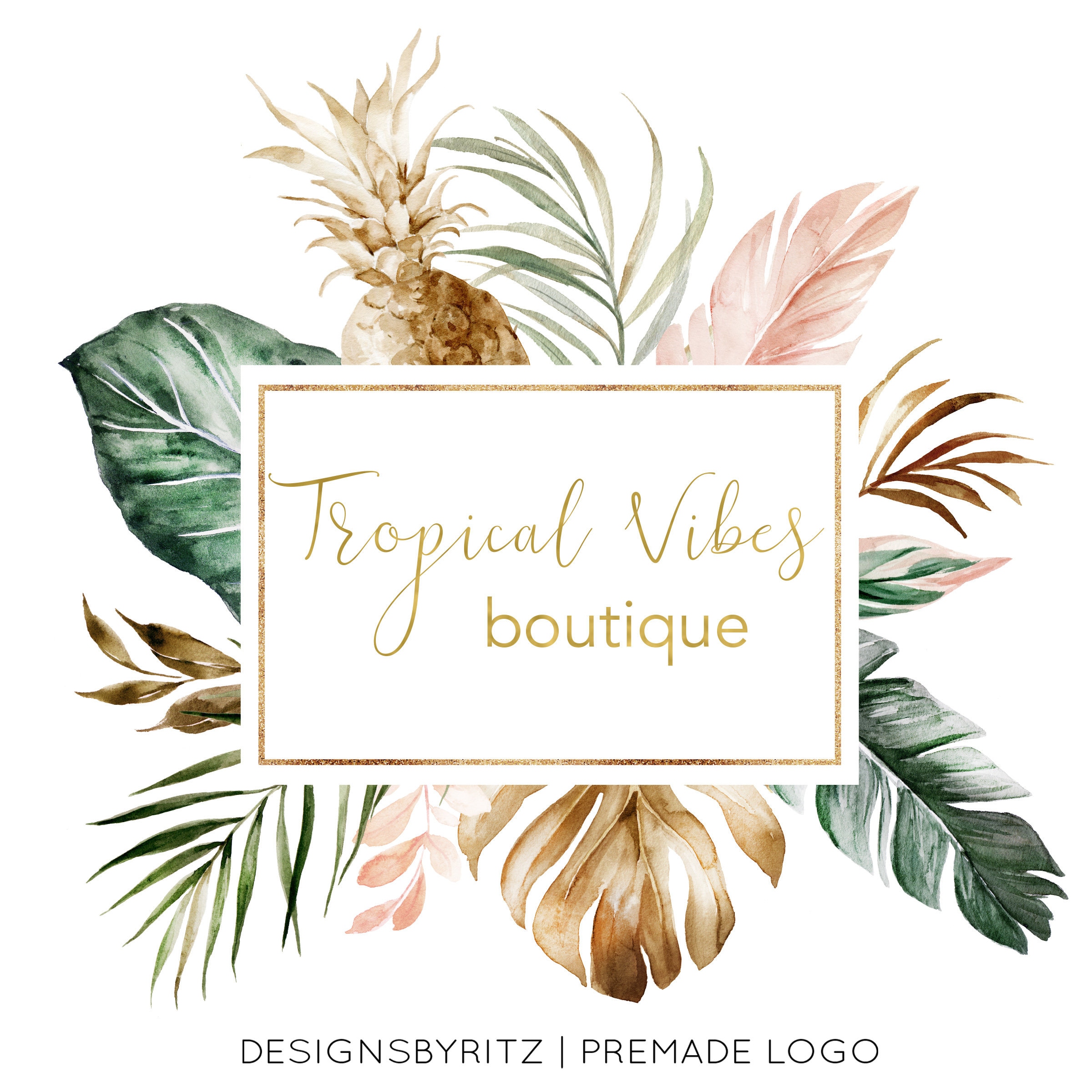 Tropical Leaf Logo Premade Logo Design Business Logo | Etsy