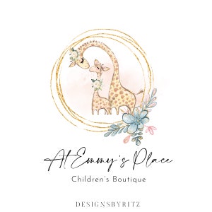 Kids Boutique Logo, Children Logo Design, Giraffe Logo, BabyStore Website Logo, Etsy Business Logo, Photography Logo, Cute Animal Logo