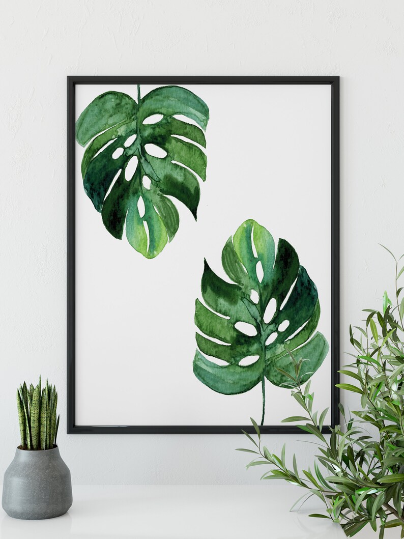 Monstera Print Monstera Plant Botanical Wall Art Green Wall Etsy