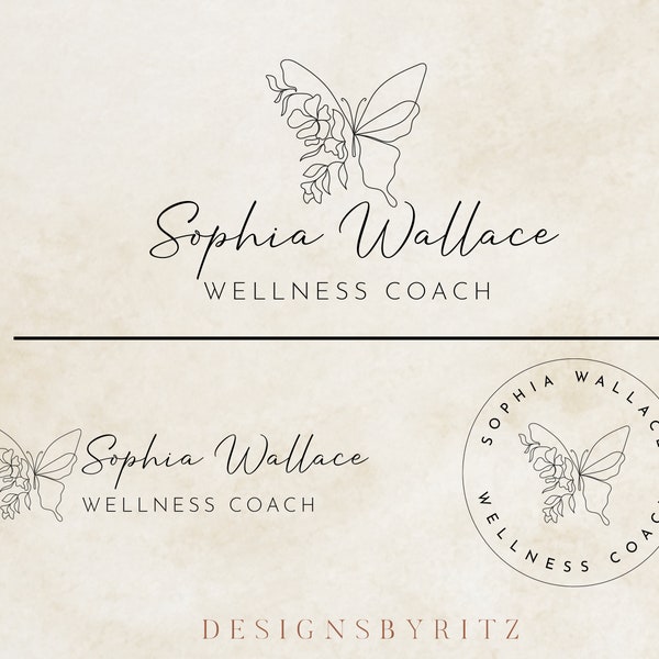 Wellness Coach Logo Design, Butterfly Logo and Branding, Beauty Logo, Aesthetics Logo, Floral Logo, Health Therapist Logo, Life Coach Logo