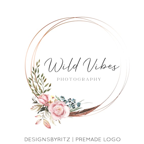 Photography Logo Business Logo watercolor Logo Premade Logo Design Watermark Logo Floral Logo Logo Design Branding Boho Boutique Logo